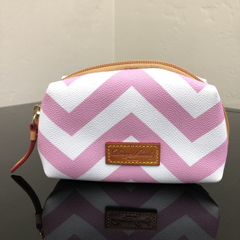 Dooney & Bourke Pink and White Chevron Pouch/Case